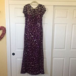 Shail K Long Sequin Cocktail Dress Purple size 16